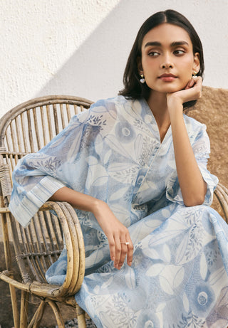 Powder blue muslin cotton dress