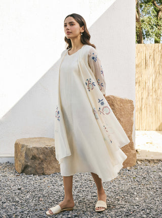 Pearl applique jacket dress