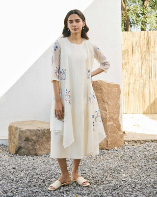 Pearl applique jacket dress
