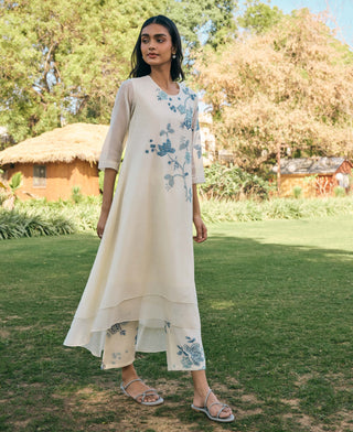 Pearl applique asymmetric tunic and pants