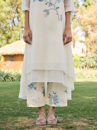 Pearl applique asymmetric tunic and pants