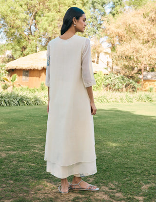 Pearl applique asymmetric tunic and pants