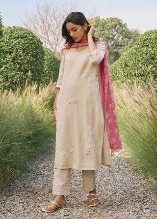 Ecru floral kurta set