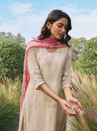 Ecru floral kurta set