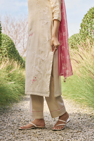 Ecru floral kurta set