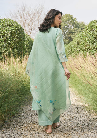 Mint floral embroidered kurta set