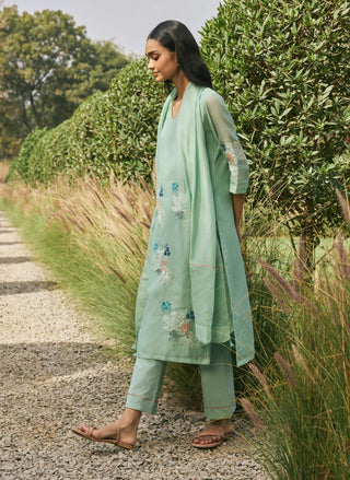 Mint applique kurta set