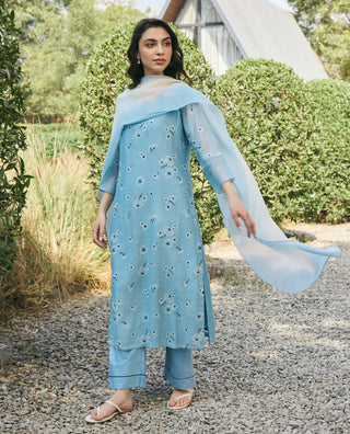Sky blue embroidered kurta set