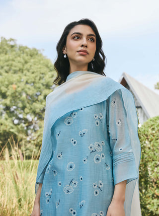 Sky blue embroidered kurta set