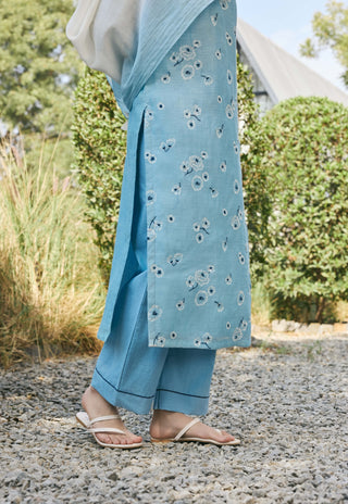 Sky blue embroidered kurta set