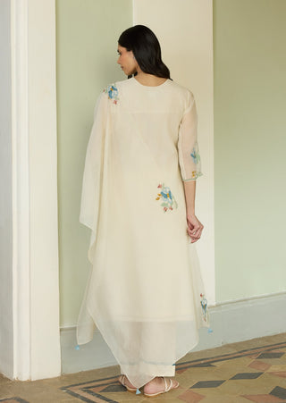 Ivory applique kurta set