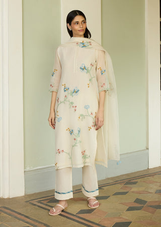 Ivory applique kurta set