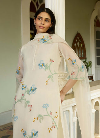 Ivory applique kurta set