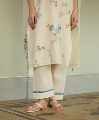 Ivory applique kurta set