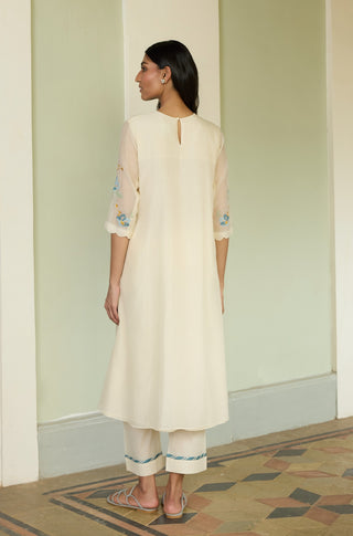 Ivory applique tunic and pant