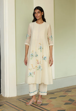 Ivory applique tunic and pant