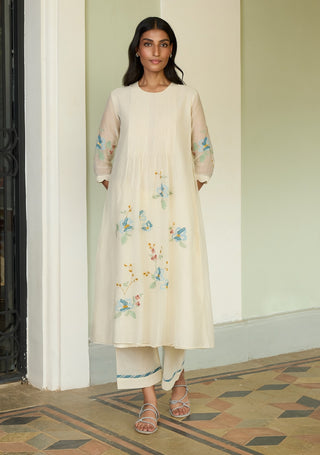 Ivory applique tunic and pant