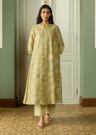 Meadow thread embroidered tunic and pant