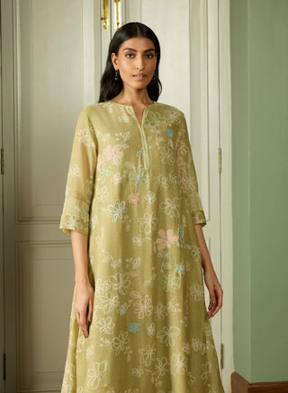 Meadow thread embroidered tunic and pant