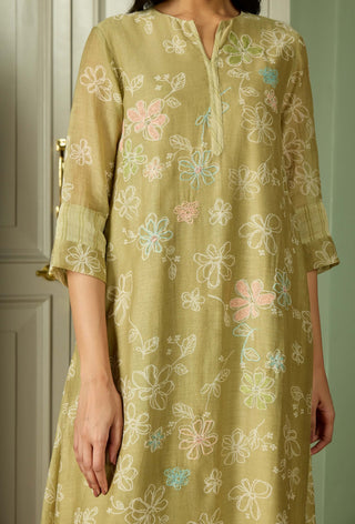 Meadow thread embroidered tunic and pant
