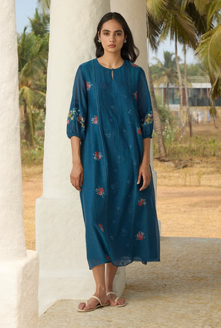 Sapphire embroidered floral dress
