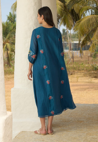 Sapphire embroidered floral dress