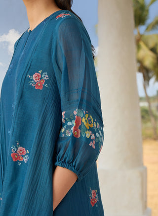 Sapphire embroidered floral dress