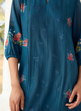 Sapphire embroidered floral dress