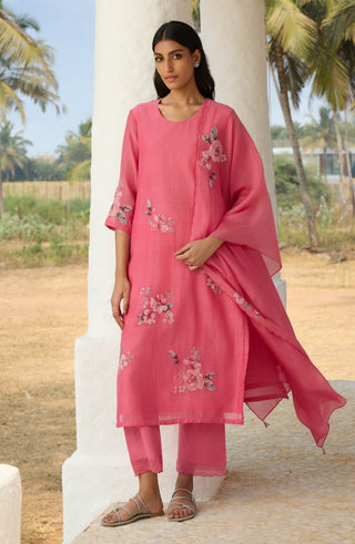 Rose applique kurta set