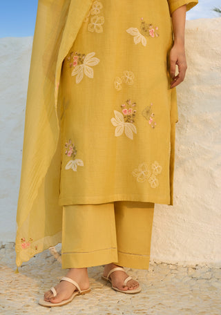 Rue yellow embroidered kurta set