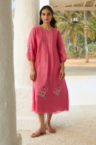Rose pintuck dress
