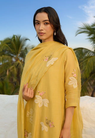 Rue yellow embroidered kurta set