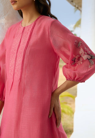 Rose pintuck dress