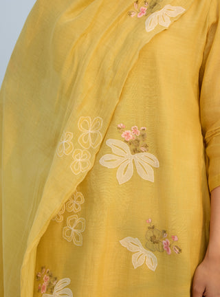 Rue yellow embroidered kurta set