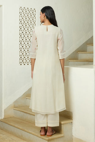 Ivory floral embroidered tunic and pant