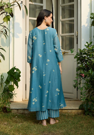 Ocean blue applique tunic and pant