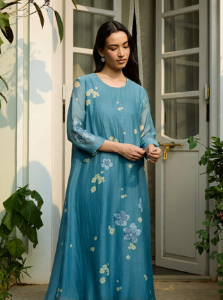 Ocean blue applique tunic and pant