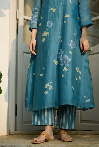 Ocean blue applique tunic and pant