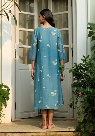 Ocean blue applique dress