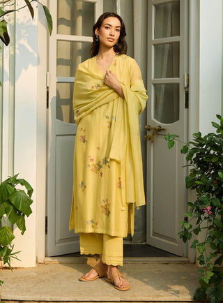 Lemon embroidered bloom kurta set