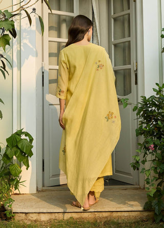 Lemon embroidered bloom kurta set