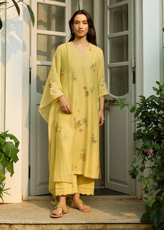 Lemon embroidered bloom kurta set