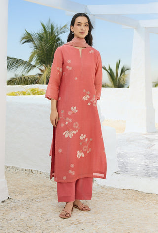 Hibiscus applique kurta set