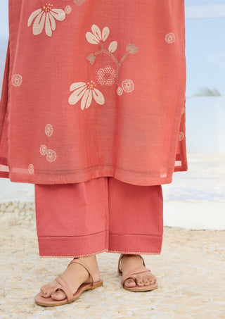 Hibiscus applique kurta set