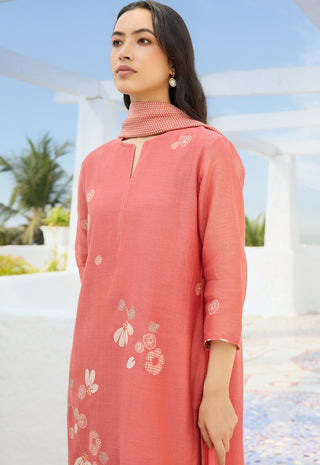 Hibiscus applique kurta set