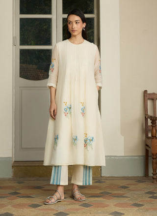 Ivory pintuck tunic and pant