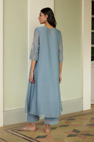 Mist blue applique tunic and pant
