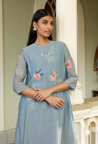 Mist blue applique tunic and pant