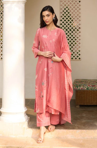 Hibiscus muslin cotton kurta set