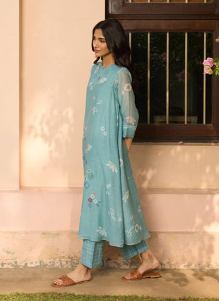 Powder blue floral tunic and pants